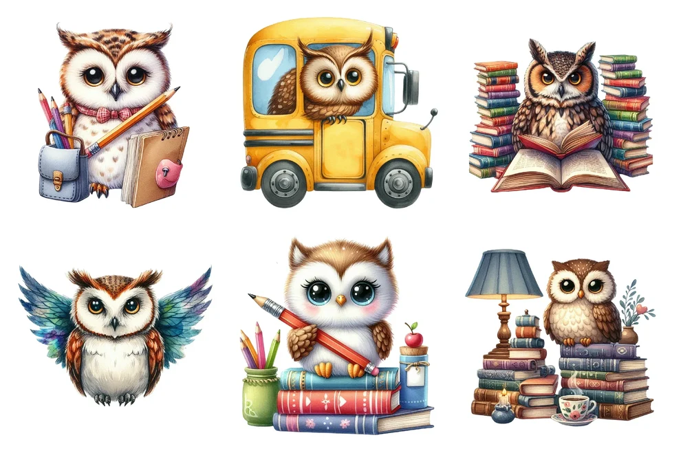 Back to School Owl Clipart Bundle