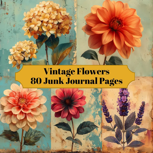 Vintage Flowers Junk Journal Pages
