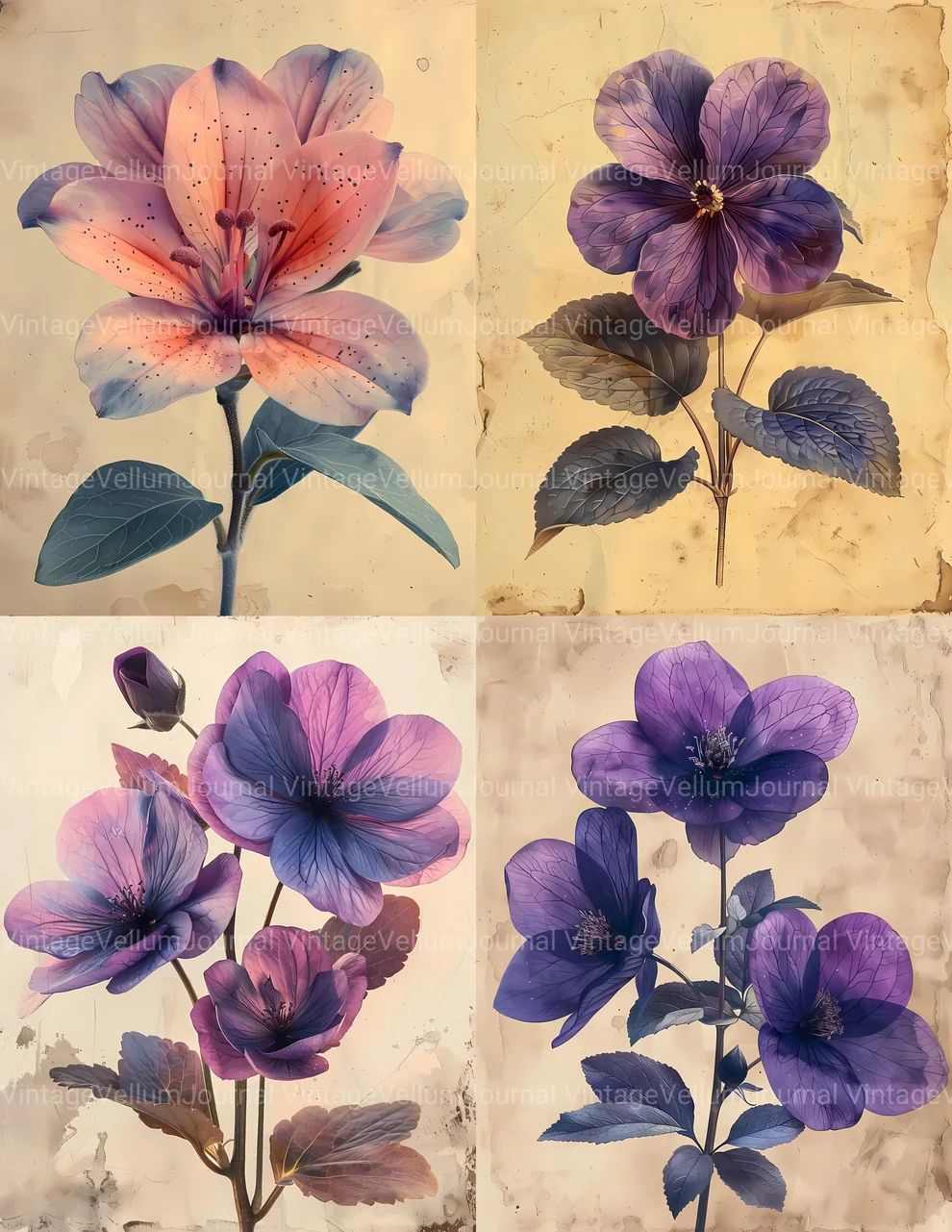 Vintage Flowers Junk Journal Pages